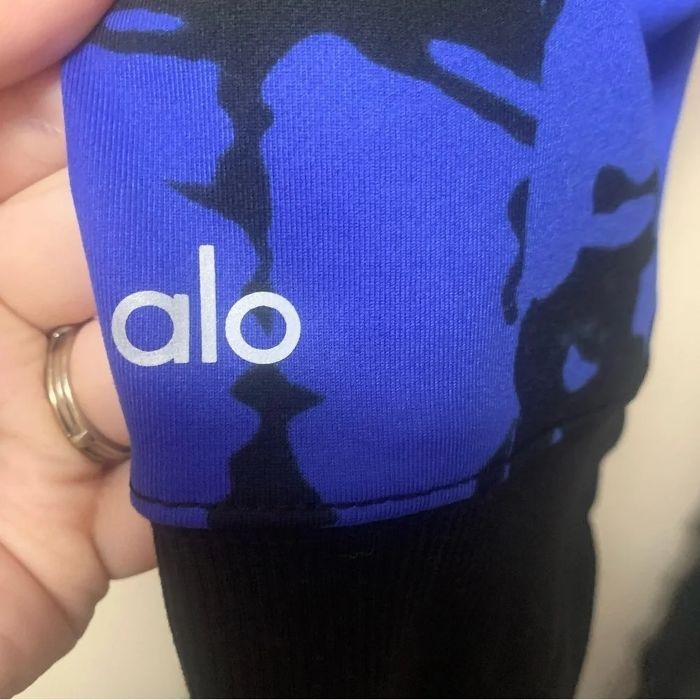 ALO Yoga Goddess Ribbed Legging Blue Black Tie Dye Size Small
